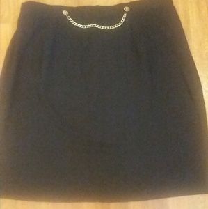 Black mid length skirt with gold chain